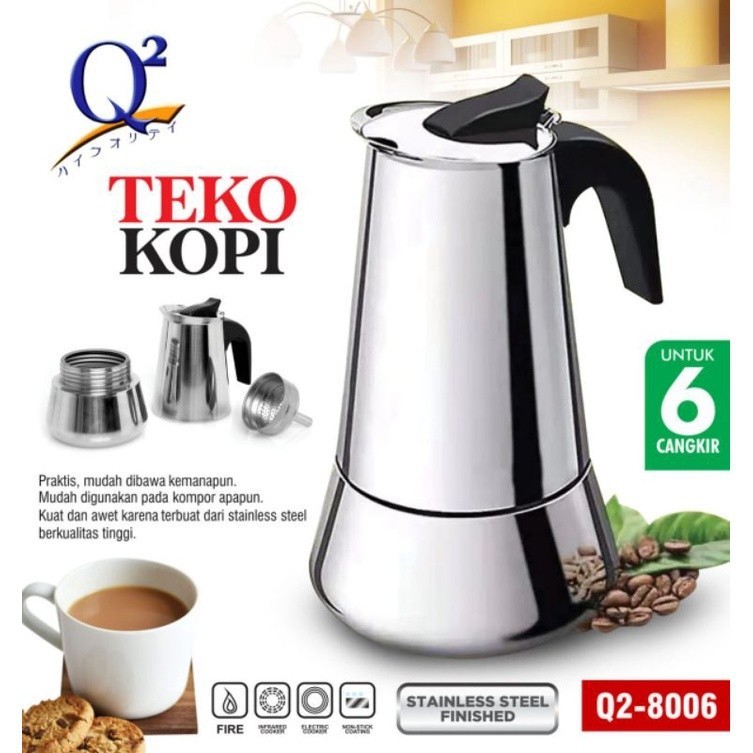 STAINLESS COFFEE POT Q2-8006 COFFEE MAKER 6 CUP COFFEE MAKER