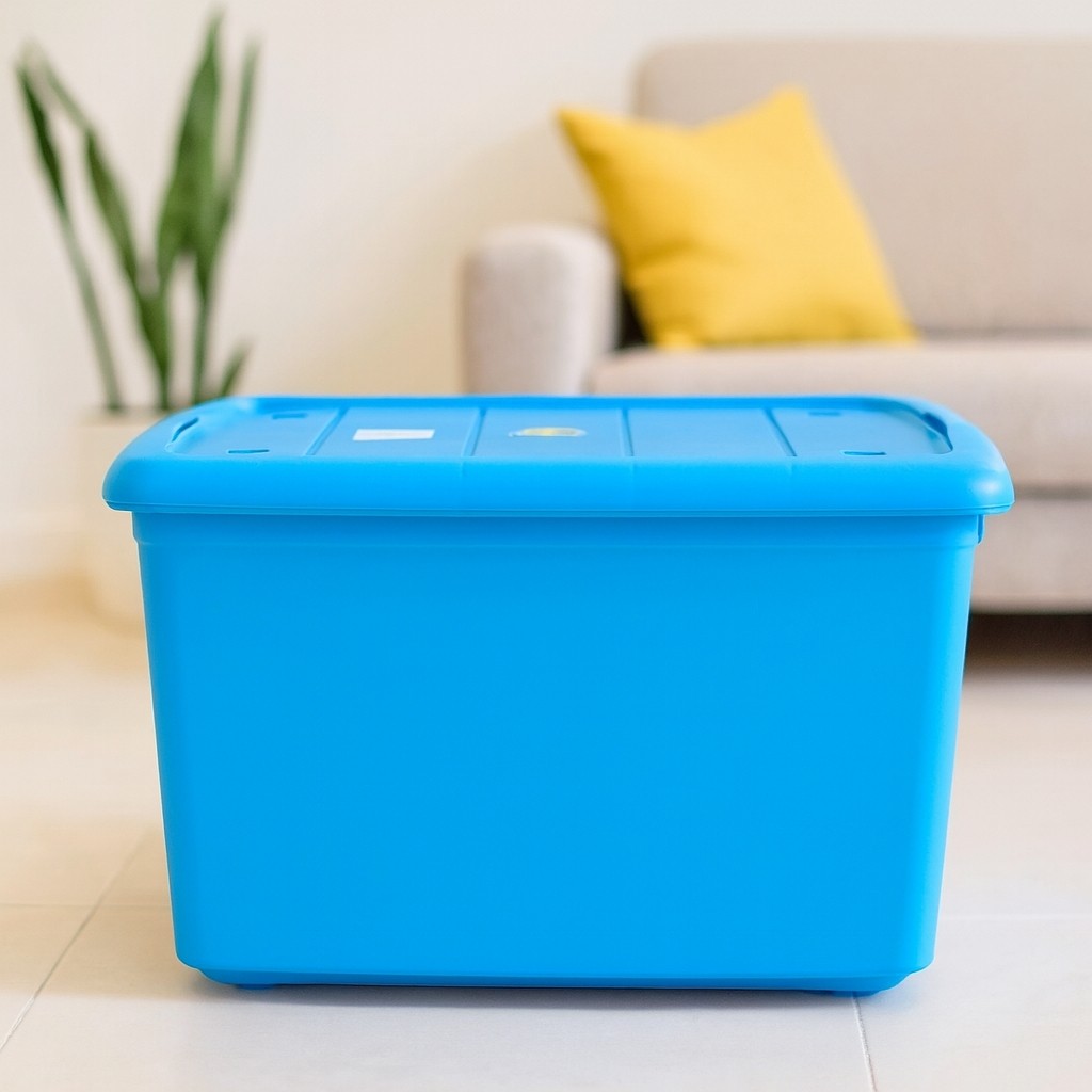 กล่องพลาสติก กล่องเก็บของ มีล้อ ขนาด 40x54x30ซม. 50ลิตร มีล้อ ฝาล็อกแน่น เขียว/ฟ้า/ชมพู กล่องพลาสติก