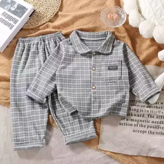 Fashion4 ชุดนอนลายสก็อต พร้อมเสื้อกันหนาวฟลีซ สำหรับเด็กชายและเด็กหญิง วัสดุเนื้อนุ่ม สวมใส่สบาย เหมาะสำหรับอากาศเย็น