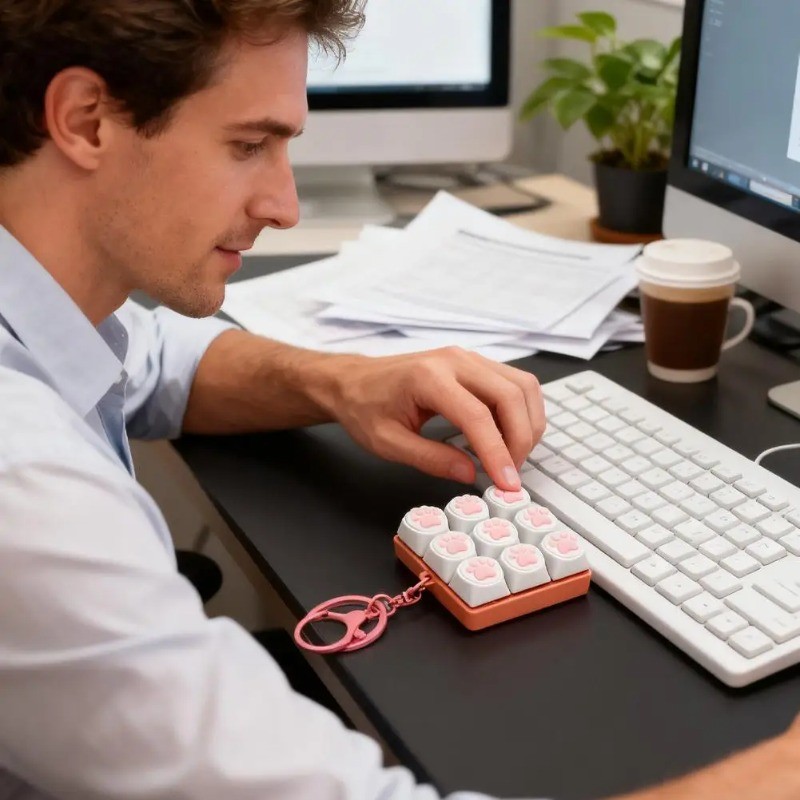 คีย์บอร์ด ของเล่นบีบอัด 9 คีย์ของเล่นคลิกคีย์บอร์ดพร้อมไฟ นํา คีย์บอร์ด อยู่ไม่สุข ของเล่นกุญแจกลของเล่นสําหรับผู้ใหญ่และเด็ก - รูปที่ 7