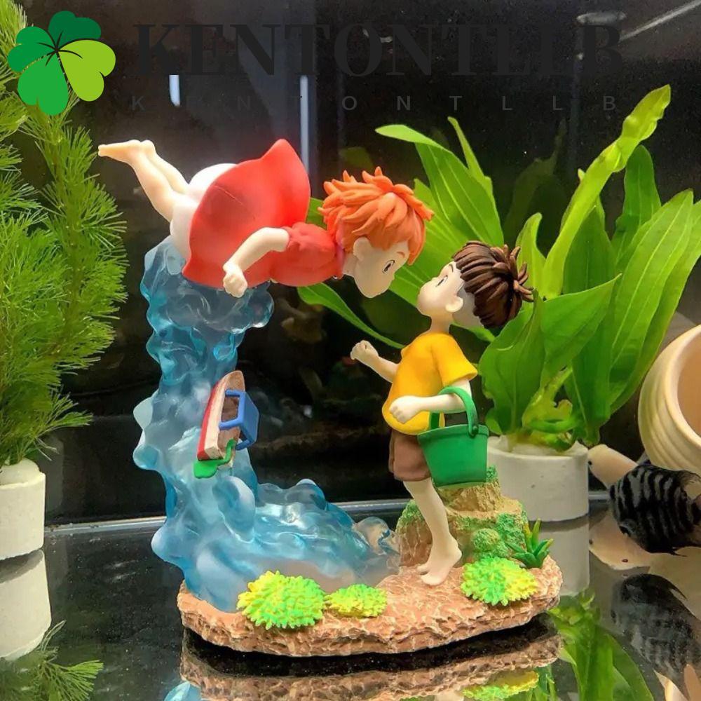 KENTONTLLB Ponyo On The Cliff รูป, Gk รูปปั้น PVC ตุ๊กตา Sousky Seagal รูป, ตกแต่งบ้านการ์ตูน Kawaii ของเล่น Ponyo อะนิเมะรุ่นโต๊ะตกแต่ง