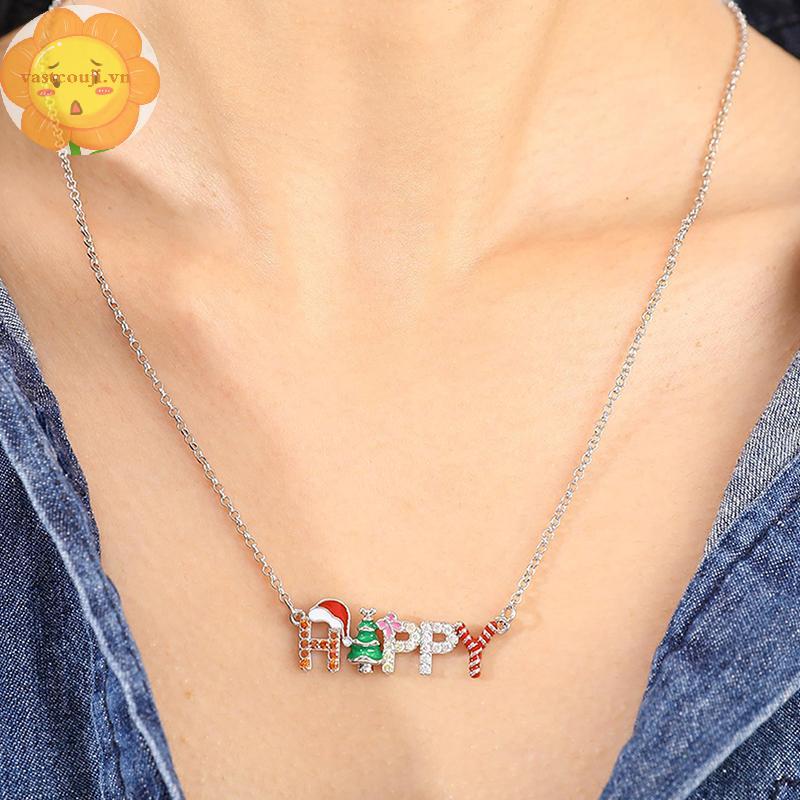 VASTJI สร้อยคอคริสต์มาสต่างหูสําหรับผู้หญิงสาวแฟชั่นเครื่องประดับสําหรับสุภาพสตรีอินเทรนด์คริสต์มาส 