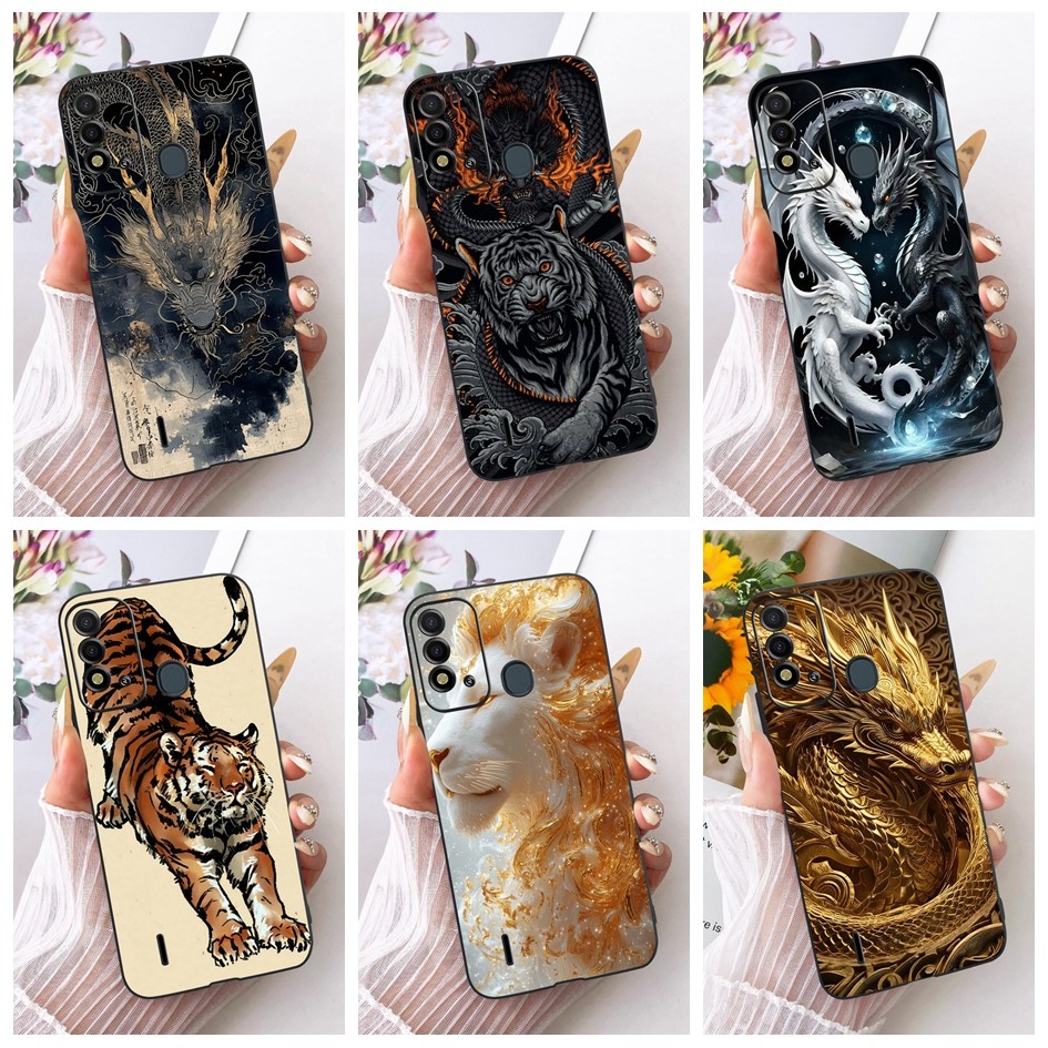 สําหรับ Itel P37 P651L กรณี Vision 2S ฝาครอบ Cool Dragon Tiger Lion Soft TPU ปลอกซิลิโคนสําหรับ Itel