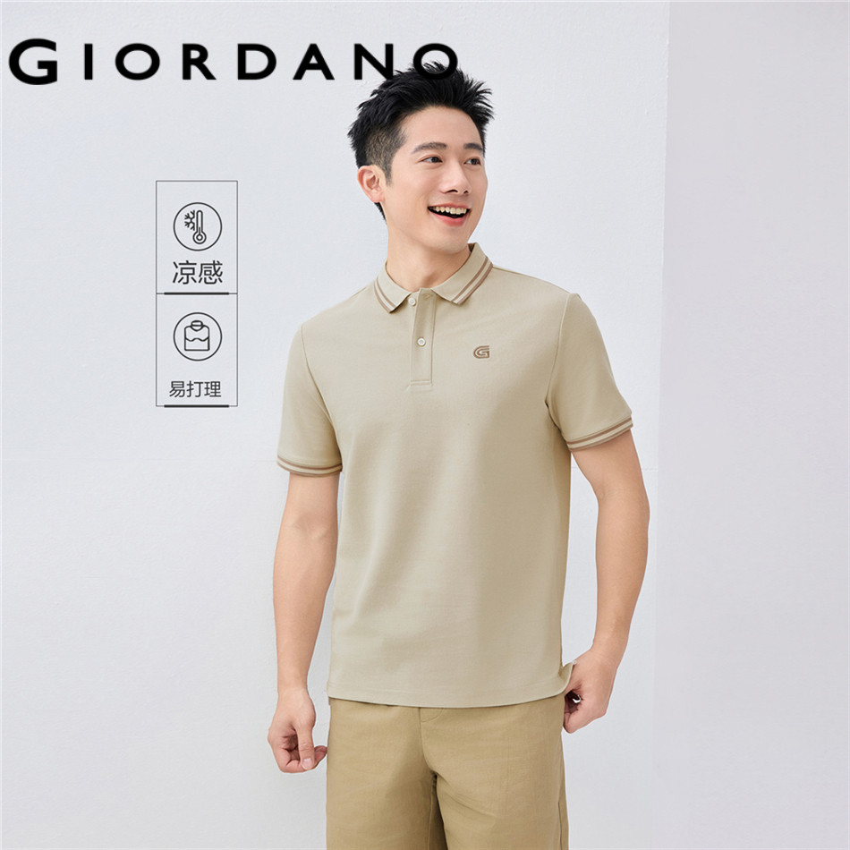 GIORDANO MEN Letter embroidery short sleeve polo shirt 01015388