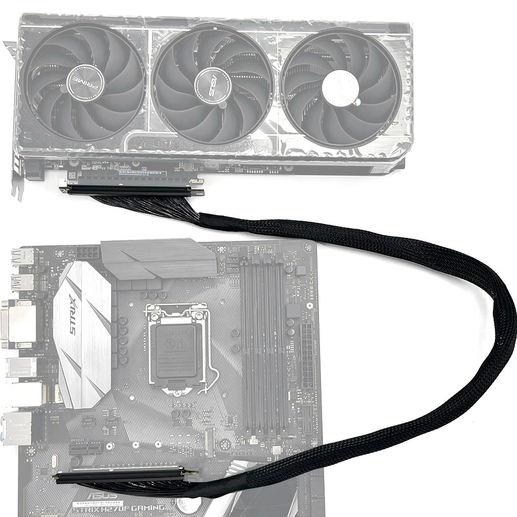 PCIe 5.0 X16 สาย Riser ขวาและซ้าย, Dual Reverse ยืดหยุ่น GPU Extension สําหรับ RTX 50 RX 79xx กราฟิก
