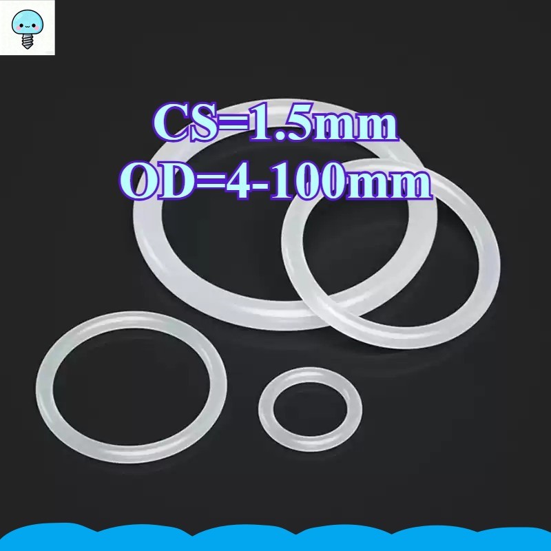 O-ring ปะเก็น CS1.5 มม.* OD4-100 มม.O-แหวนซิลิโคนสีขาวซีลเกรดอาหารซีลแหวนยางกันน้ําปะเก็นยืดหยุ่น GHA