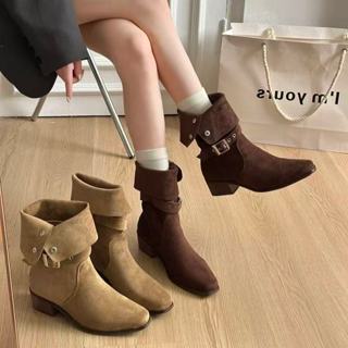 (เกรดA)(เเนะนำ+1/เท้าอวบเพิ่ม2ไซส์) TX750 รองเท้าบูทปลายแหลม…