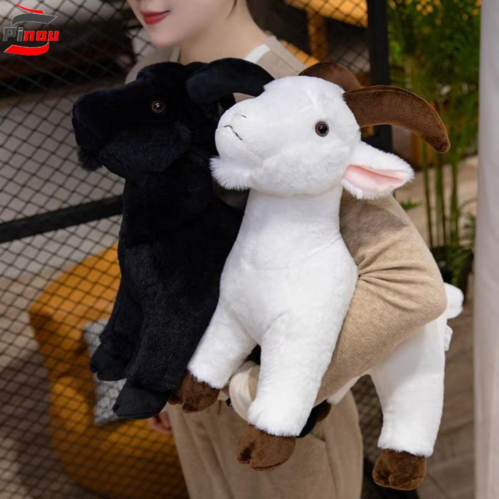 PINOU ตุ๊กตาแพะเด็ก,สัตว์น่ารัก PP ผ้าฝ้าย Horned แกะ Plush ของเล่น, Plushie แกะของเล่น 30/40 ซม.นุ่มปุยเด็ก