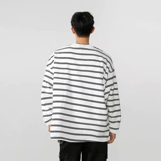 Chaistyle เสื้อแขนยาวลายทาง วินเทจ ชุดคู่รัก แนวสตรีท พิมพ์ลาย สันทนาการ