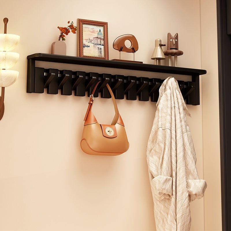 Solid Wood Wall Clothes Hanger Walnut Wood Coat Rack Hook Clothes Hanger Hooks Entrance Hall Clothin