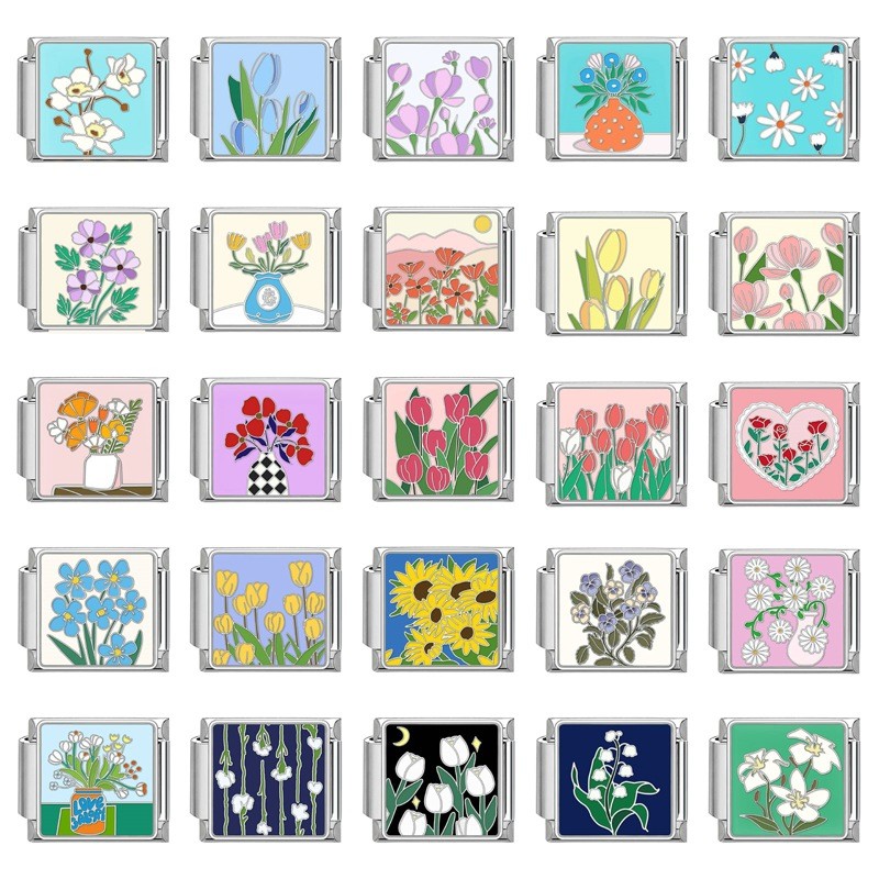 โมดูลดอกไม้อิตาเลียนสำหรับสร้อยข้อมือ เครื่องประดับและอุปกรณ์เสริม ทำเองได้ง่าย