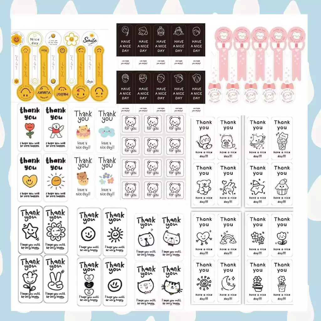 สติ๊กเกอร์ขอบคุณทรงยาว สติ๊กเกอร์สายคาดติดแก้วกาแฟ ติดขวดแก้วเครื่องดื่ม สติ๊กเกอร์ฉลากซีล (100-120ดวง/แพค)