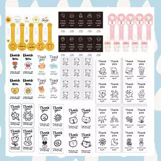 สติ๊กเกอร์ขอบคุณทรงยาว สติ๊กเกอร์สายคาดติดแก้วกาแฟ ติดขวดแก้วเครื่องดื่ม สติ๊กเกอร์ฉลากซีล (100-120ดวง/แพค)