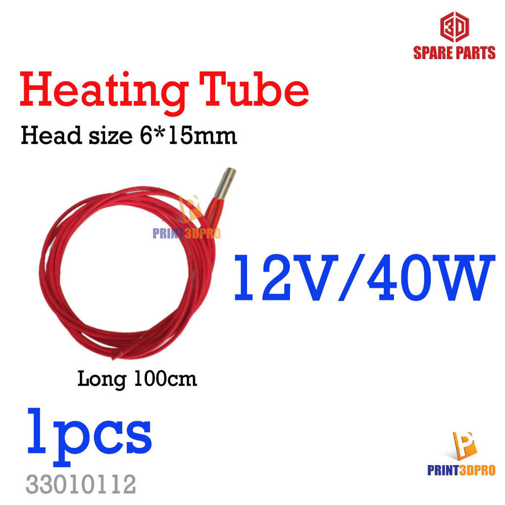 3D Spare Part Heating Tube 24V 40W Long 100cm head size 6x15mm สายไฟทำความร้อน