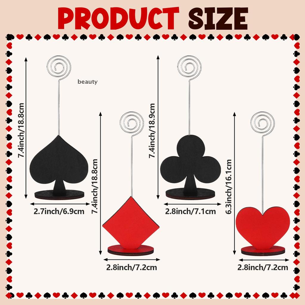 [ความงาม] 12 ชิ้น Casino Party Table Number Holders Poker Shaped Card Holder Casino Place Card Holde