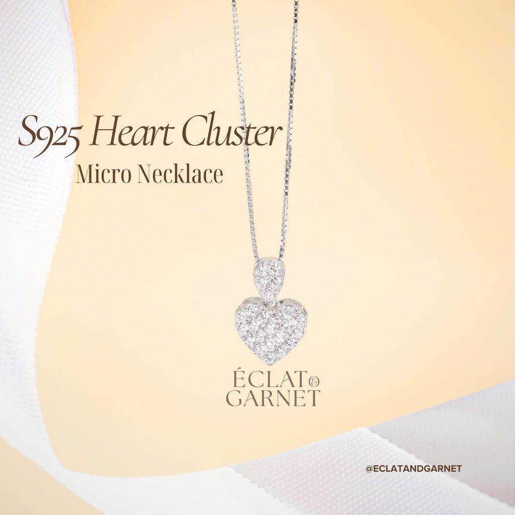 Eclat & โกเมน - S925 HEART CLUSTER MICRO สร้อยคอ ANS เครื่องประดับเพทายพรีเมี่ยม 925 เงินสเตอร์ลิง 1