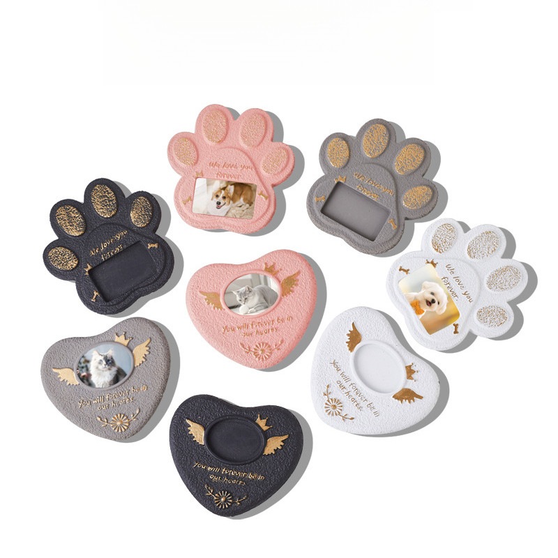 VaporLuxe Pet Memorial Stone พร้อมกรอบรูป - Cement Grave Marker สําหรับสุนัขแมวสัตว์เล็ก LA44