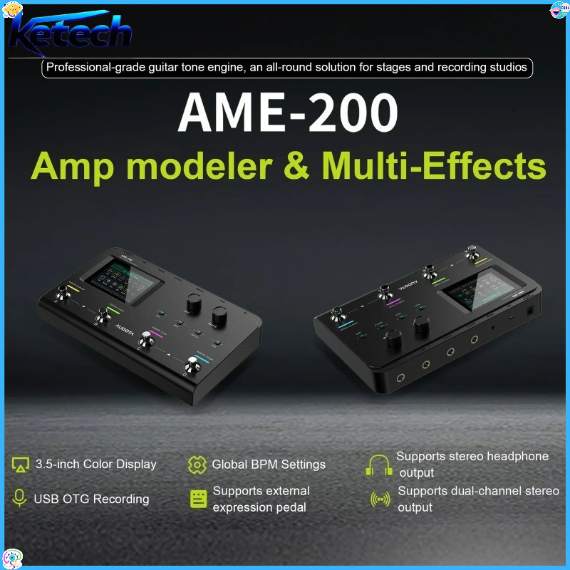 Udota AME-200 กีตาร์ Multi-Effects โปรเซสเซอร์ 50 รูปแบบกลองและ Looper สําหรับสตูดิโอความคิดสร้างสรร