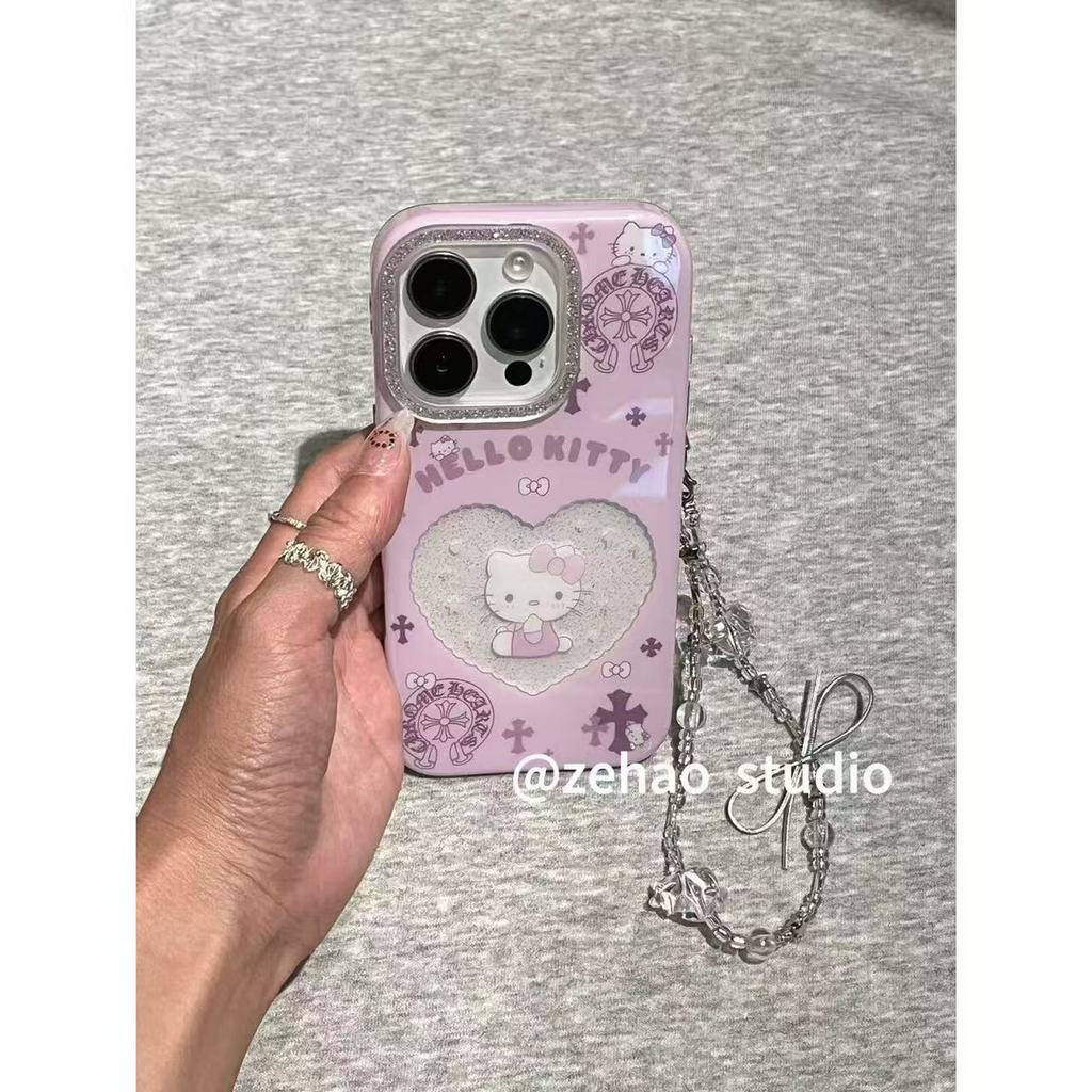 Lavender Crow Heart Love kt เหมาะสําหรับ 17promax เคสโทรศัพท์ iphone16pro เคสป้องกัน 15