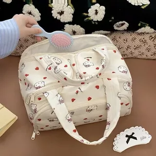 Hello Kitty กระเป๋าเครื่องสําอางกระเป๋าเก็บพาร์ทิชันกระเป๋าเครื่องสําอางแบบพกพาความจุขนาดใหญ่