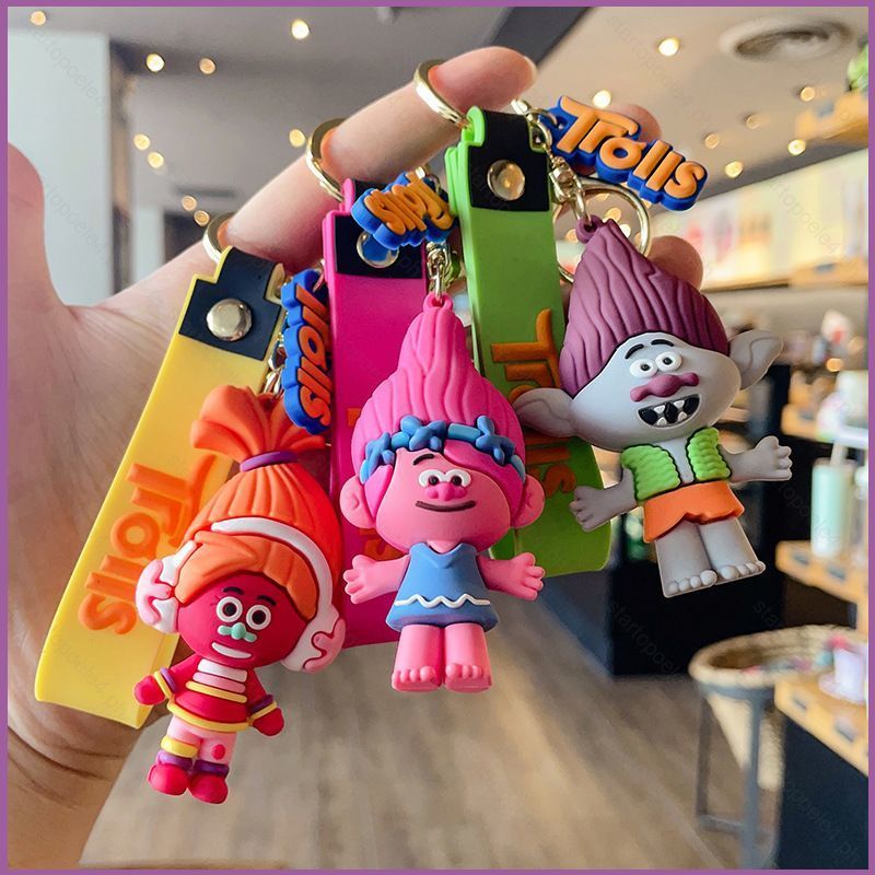 Trolls 3 ตุ๊กตาพวงกุญแจของขวัญสําหรับเด็กผู้หญิงกระเป๋าจี้ Poppy สาขา Bridget รูปของเล่นเด็กพวงกุญแจ