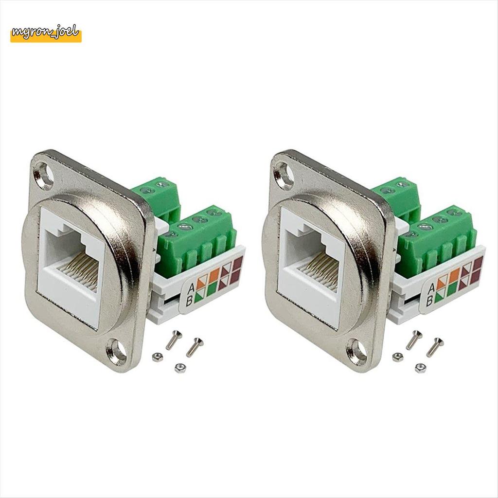 2PCS RJ45 แผง Mount สกรู Terminal อะแดปเตอร์, RJ45/8P8C หญิงแผง Mount Connector, RJ45 Solderless Ter