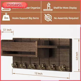 [pugwsl] ที่วางกุญแจติดผนังไม้ตกแต่งที่วางจดหมายชนบทสําหรับห้องครัวหอพักห้องโถง