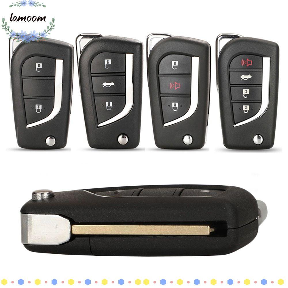 LAMOO เปลือกกุญแจรีโมทคุณภาพสูง ไม่มีชิป 2/3/4BTN พับได้ สำหรับ Toyota Levin Camry Reiz Highlander Corolla Toy48 Toy43