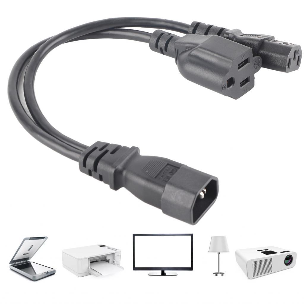 สายไฟ 1 ใน 2 ออก C14 ตัวผู้ถึง C13 Nema 5-15R ตัวเมียสำหรับกล้องดิจิตอล