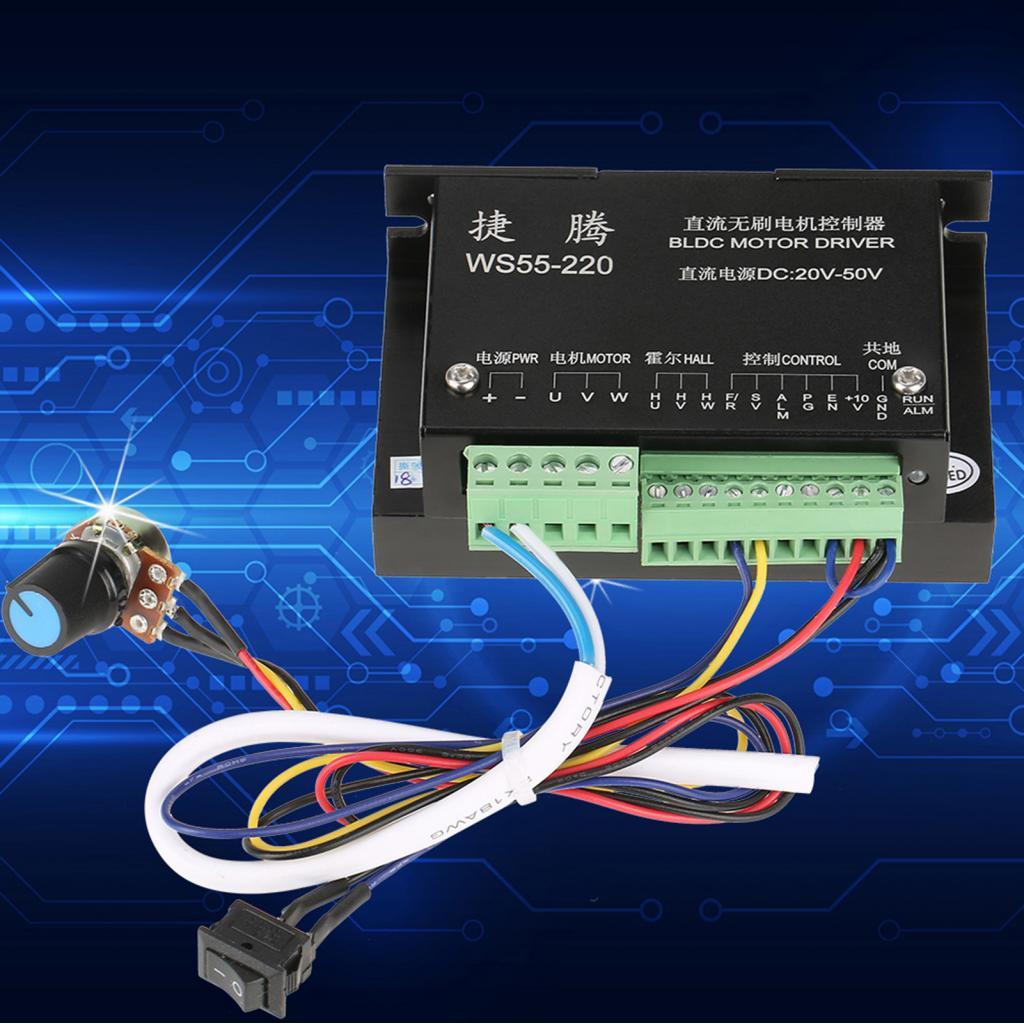 WS55 220 DC 48V 500W CNC Brushless แกน BLDC Motor Controller ประสิทธิภาพสูงสำหรับอุปกรณ์ขนาดเล็กและเ