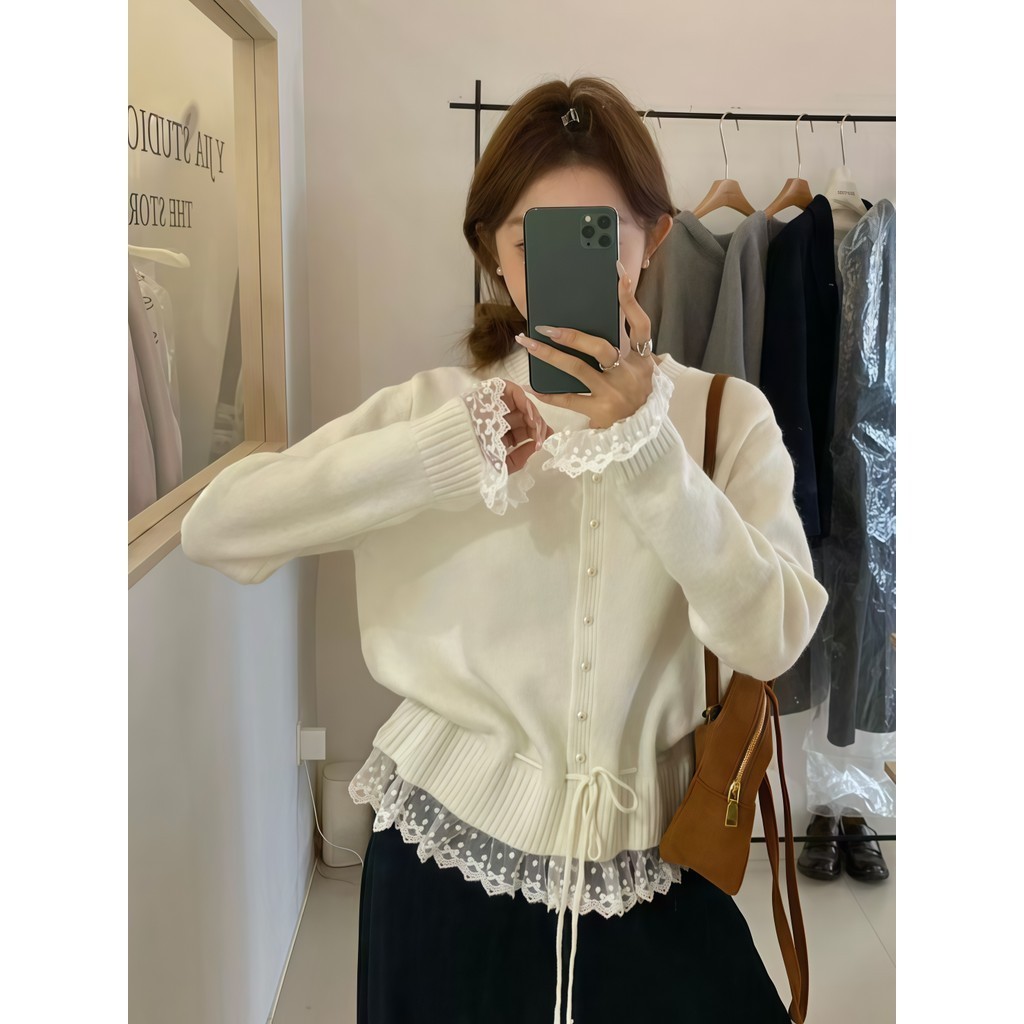 Qingsun  แขนยาว คาร์ดิแกนไหมพรม คอกลม ผ้าใส่สบาย  สีพื้น  สไตล์เกาหลีa ราคา ถูกที่สุด ดีลบีเคเค แกลเลอรีภาพที่ 6