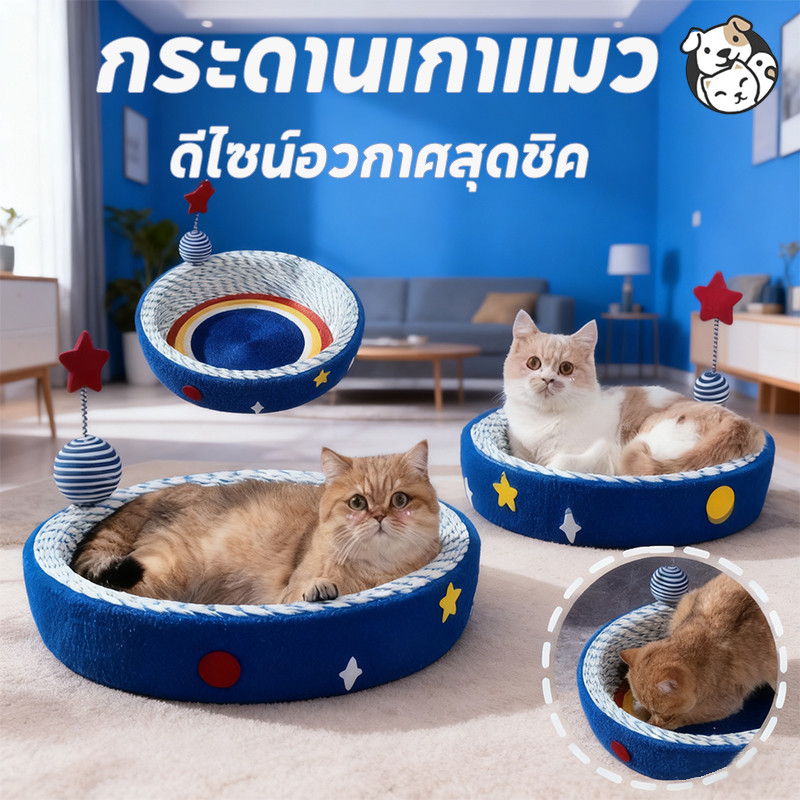 FOR_PET กระดานเกาแมว 2 in 1 เตียงแมว พร้อมรังนอนอวกาศ สดุแข็งแรงทนทาน รังแมว กันขีดข่วน