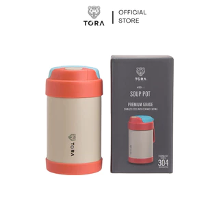 กระติกสุญญากาศสำหรับใส่อาหาร เคลือบเซรามิก AW25 450 mL สีครีม