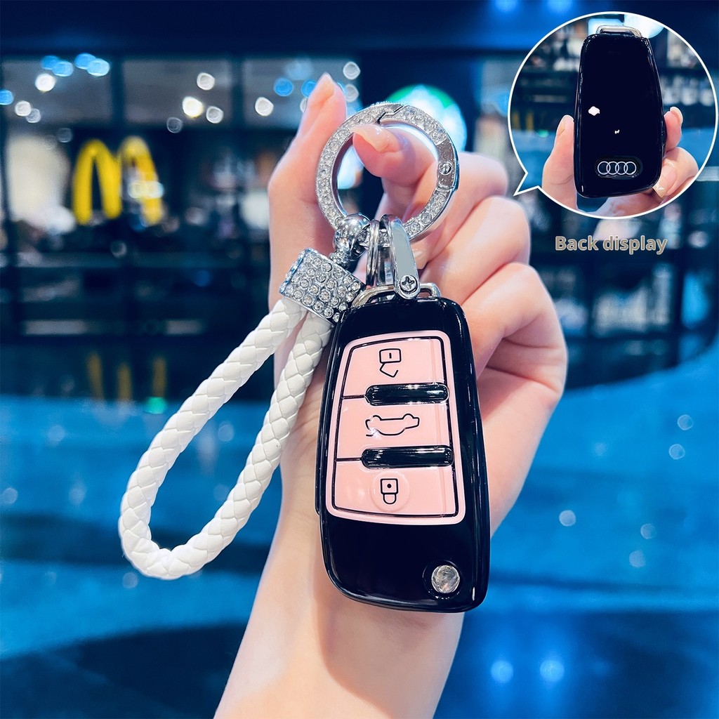 ร้านใช่! รถพับฝาครอบกรณี Shell Fob สําหรับ Audi A1 A3 8P A4 A5 A6 C7 A7 S3 S7 S8 R8 Q2 Q3 Q5 Q7 Q8 S