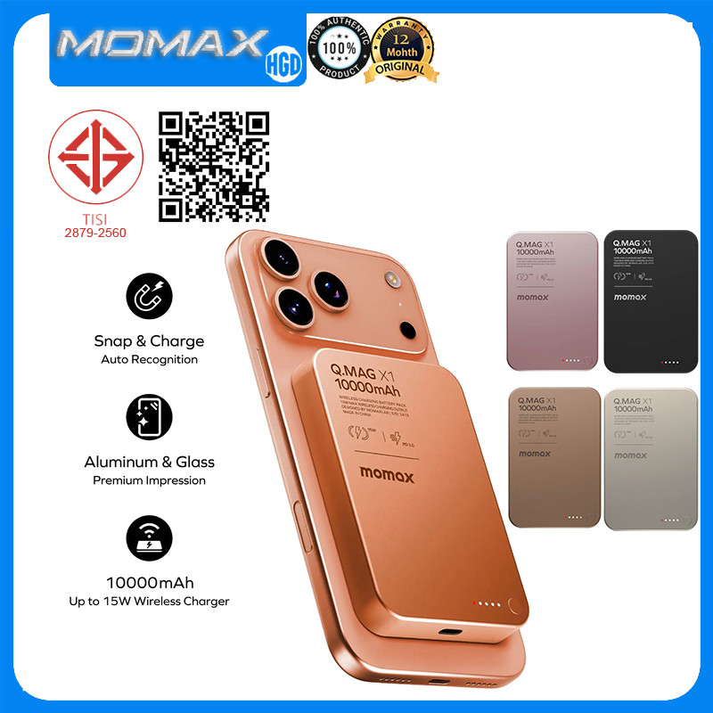 MOMAX 10000mAh Q.Mag X1 Magnetic Power Bank 20W ชาร์จเร็วไร้สายแบบพกพา Powerbank