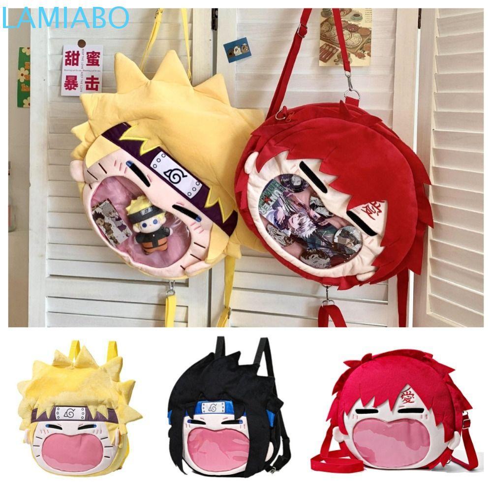 LAMIABO Uzumaki Naruto กระเป๋า, การ์ตูน Kawaii Uchiha Sasuke Itabag, Creative Big ปากโปร่งใสขนาดใหญ่