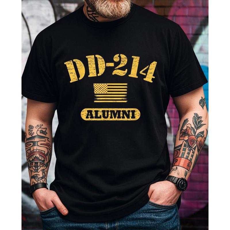 วินเทจ DD 214 เสื้อยืดกราฟิกสำหรับผู้ชาย - คำพูดตลก, แขนสั้น, คอกลม, เสื้อยืดทรงคลาสสิก - ของขวัญคริ