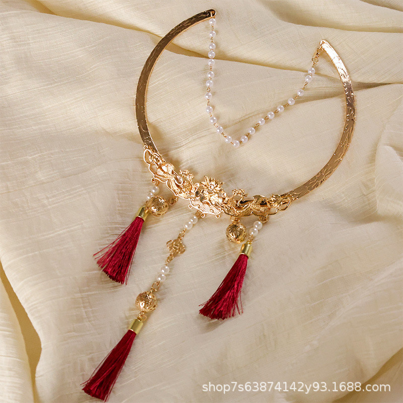 สร้อยคอลูกแก้วสไตล์พู่เนจาและระฆัง พร้อมสร้อยคอหยิงหลัวและปลอกคอนาๆ กัน 4LTO