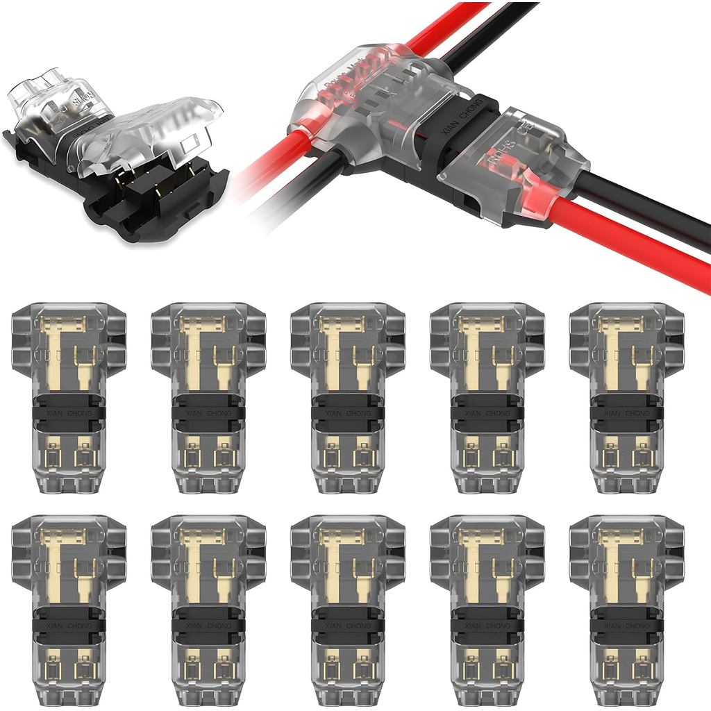VISDLLT Tap Wire Splitter Connectors 3 Way 2 Pin แรงดันไฟฟ้าต่ําขั้วต่อสายไฟสําหรับ 16-20 AWG, 10 ชิ
