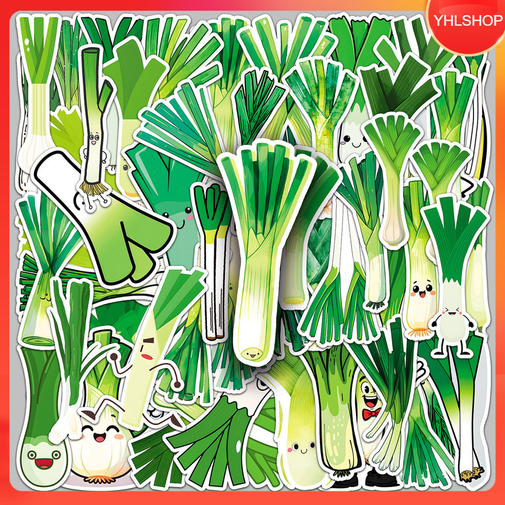 🍁ส่งจากไทย🍁 50แบบ Sticker ต้นหอม การ์ตูน spring green onion scallion Vegetable Food Plant Cartoon