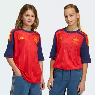 adidas ฟุตบอล เสื้อฟุตบอลชุดเหย้าทีมชาติสเปน 26 สำหรับเด็กโต เด็ก สีแดง JZ5757