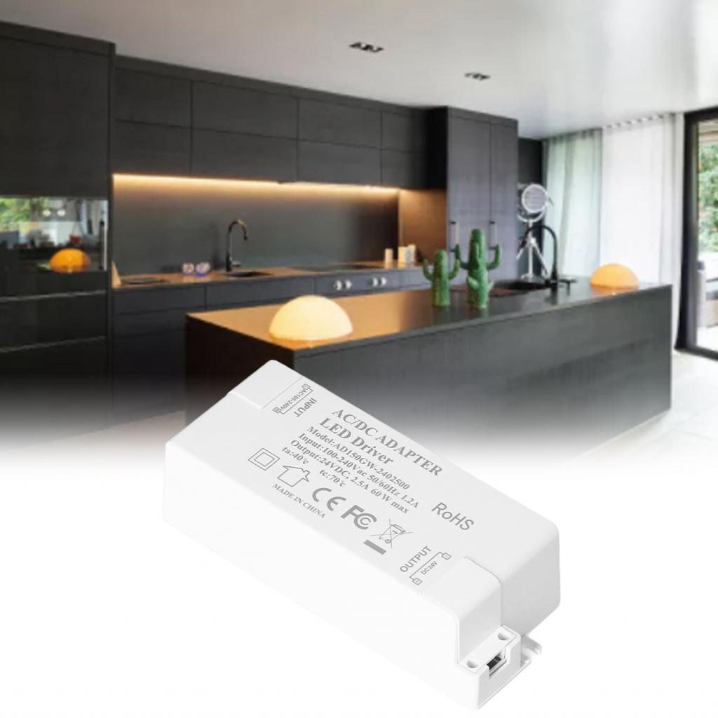 แหล่งจ่ายไฟ LED DC24V 2.5A 60W ไดร์เวอร์ขนาดเล็กสำหรับหลอดไฟ MR11 MR16