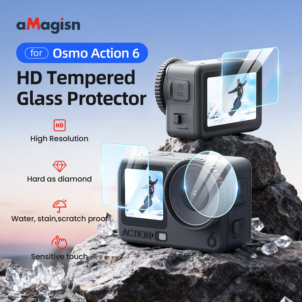 A aMagisn Amai Osmo Action 6 ฟิล์มกันรอยหน้าจอ HD ฟิล์มป้องกันอุปกรณ์เสริมสําหรับกล้องแอคชั่นแคมเมรา