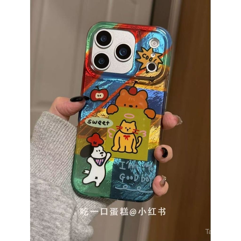 เคสโทรศัพท์ เหมาะสําหรับ iPhone 7 8 X XS XR XSMAX 11 12 13 14 15 16 17 Pro max Plus ภาพประกอบอากาศ Apple แมวสุนัขกันกระแทกป้องกันกรณีรวมทุกอย่าง VUGG