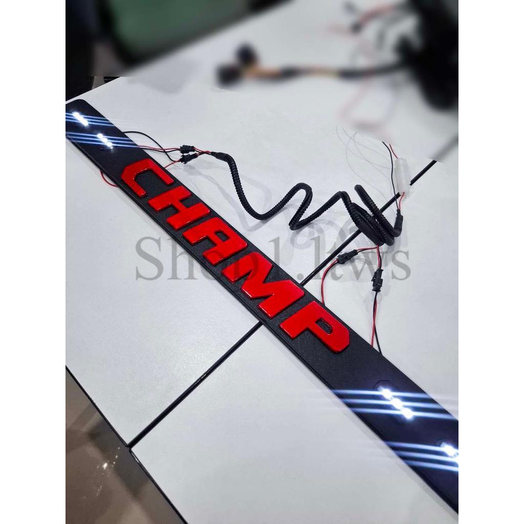 ( ตัวอักษรCHAMP )  คิ้วกระจังหน้ารถ แบบแต่ง Toyota Hilux champ 2024  [ R ] คิ้วมีไฟ LED