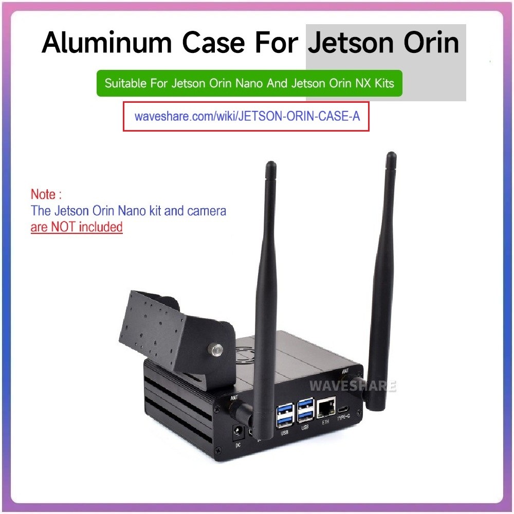 เคสโลหะเหมาะสําหรับ Jetson Orin Nano Developer Kit และ Jetson Orin NX Kit พร้อมที่ใส่กล้อง