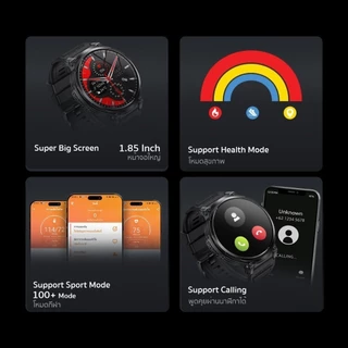 [HOT] แถมสายเหล็กฟรี! AXON Mega Smart Watch จอใหญ่ AMOLED 1.85" โทรได้ วัดชีพจร SpO2 ประกัน 2 ปี