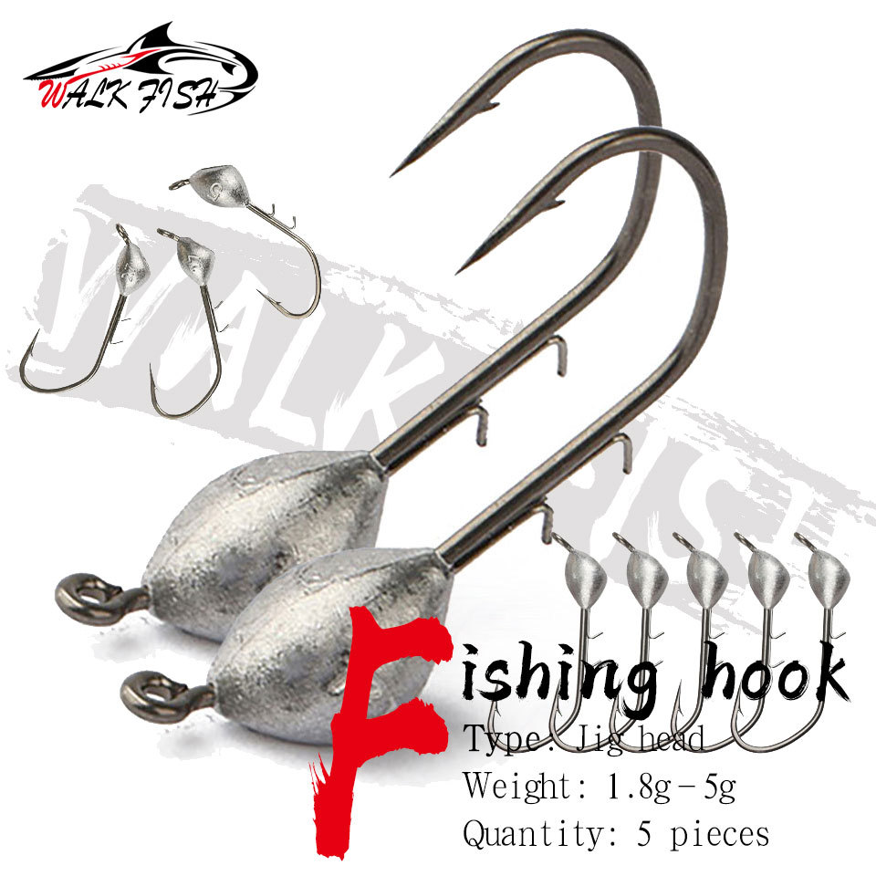 เดินปลา 5 ชิ้น Professional Jig Head กว้าง Gap Hooks Fishing Tackle สําหรับเบส Mandarin Fish
