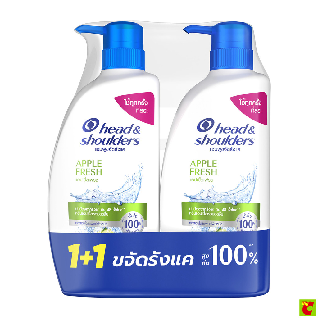 เฮดแอนด์โชว์เดอร์ แชมพูขจัดรังแค สูตรแอปเปิ้ลเฟรช 370 มล. แพ็คคู่