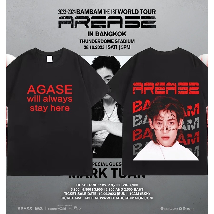 🦪 [พร้อมส่ง]เสื้อยืดแขนสั้น คอนเสื้อ BamBam KPOP BamBam คอนเสิร์ต เดี่ยวครั้งแรก แบมแบม เสื้อยืดผ้า 
